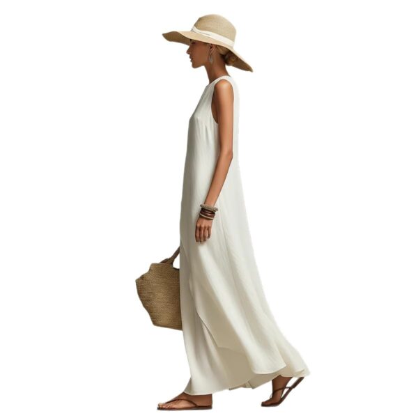 Elegant White Maxi Dress – Minimalist Flowing Summer Dress