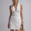 White Embroidered Mini Dress – Elegant Sleeveless Summer Dress