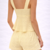 Yellow Eyelet Babydoll Top – Feminine Ruched Summer Peplum Top