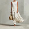 Elegant White Maxi Dress – Minimalist Flowing Summer Dress